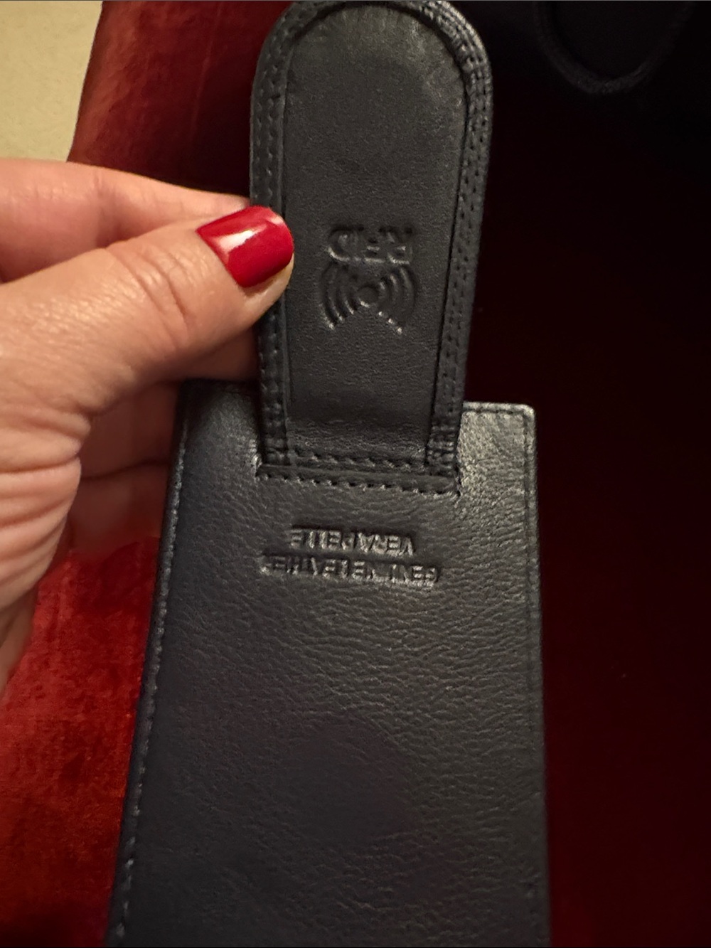 Genuine, handmade, Italian Leather Card Holder with Embossed Fleur-de-Lis